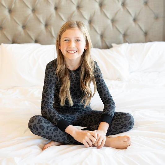 Black Leopard Print Two-Piece Pajama Set