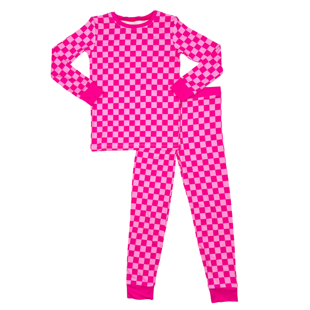 Pink Checkered Two Piece-Pajama Set