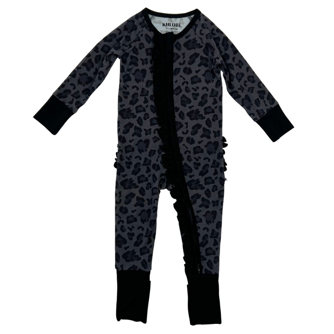 Black Leopard Print Convertible Ruffle Zippy