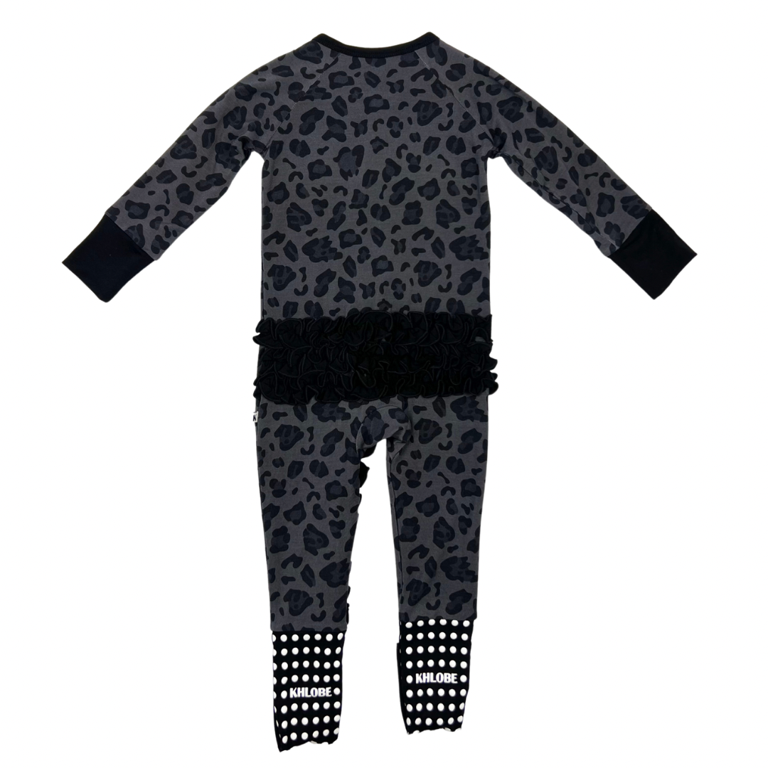 Black Leopard Print Convertible Ruffle Zippy