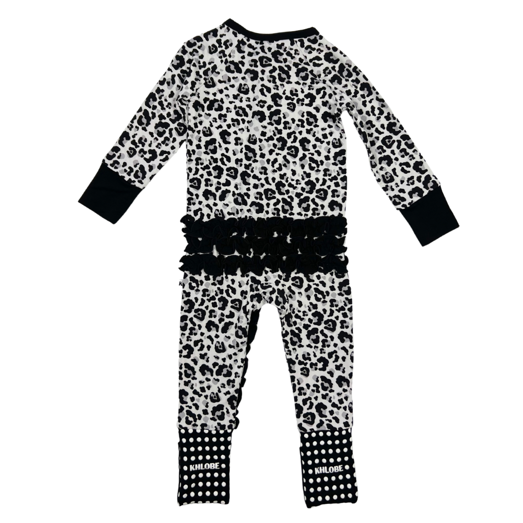 Two-Tone Leopard Print Convertible Ruffle Zippy