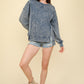 Laina Mineral Washed French Terry Sweatshirt- Denim (Size Small)