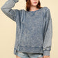 Laina Mineral Washed French Terry Sweatshirt- Denim (Size Small)