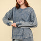 Laina Mineral Washed French Terry Sweatshirt- Denim (Size Small)