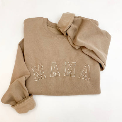 Mama Varsity Embroidered Crewneck Sweatshirt - Neutrals