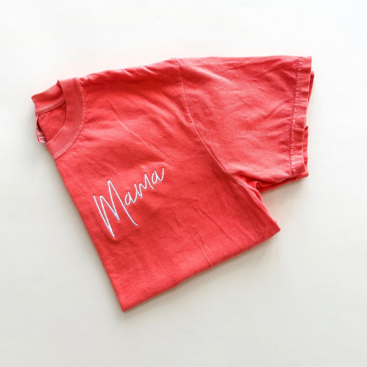 Mama Embroidered Handwritten Tee - 5 Colors