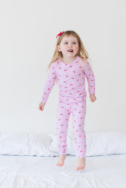 Cherry Ribbed Pajama Set