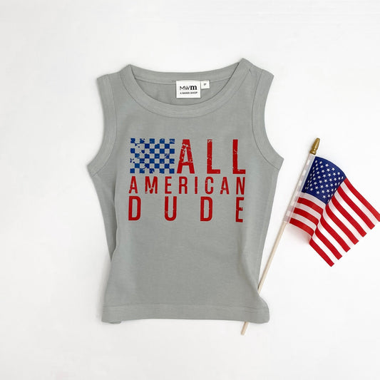 All American Dude Child Tank - Red and Blue Design