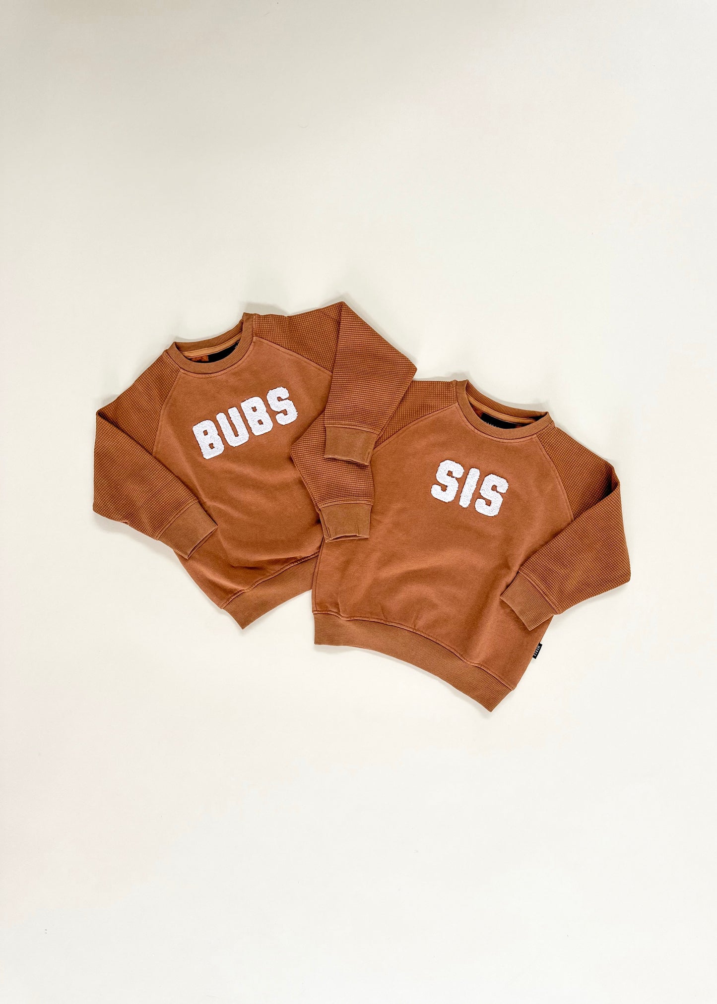 Sis Chenille Child Waffle Sleeve Crewneck - Faded Autumn