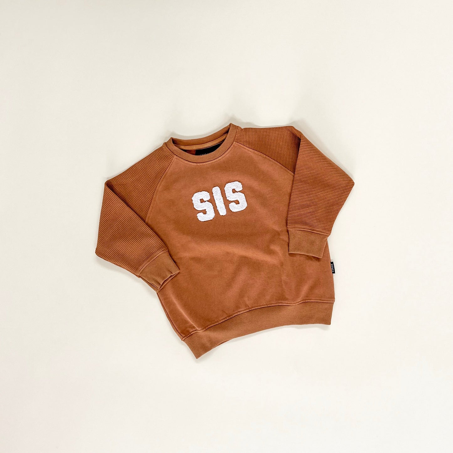 Sis Chenille Child Waffle Sleeve Crewneck - Faded Autumn