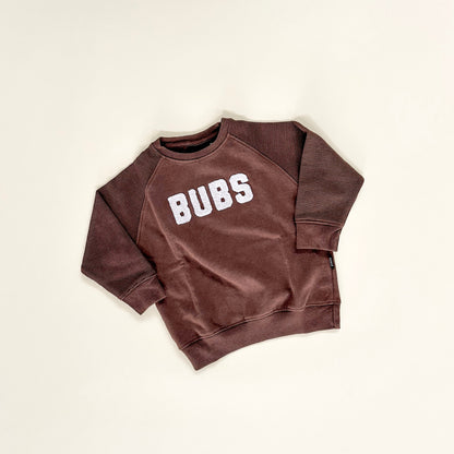 Bubs Chenille Child Waffle Sleeve Crewneck - Faded Mocha