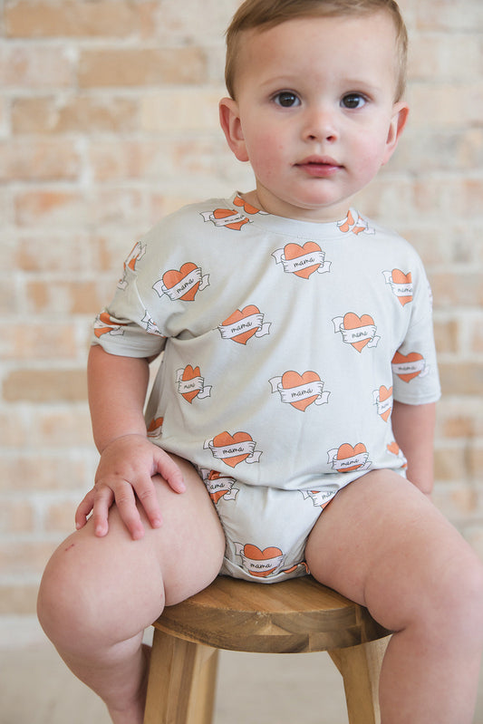 Tattoo Hearts Bubble Tee Romper