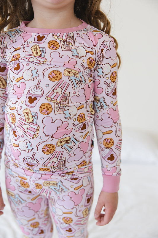 Snacks 2-Piece Pajama Set- Pink