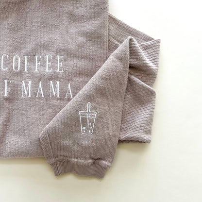 Iced Coffee Kind of Mama Embroidered Corded Crewneck - Latte