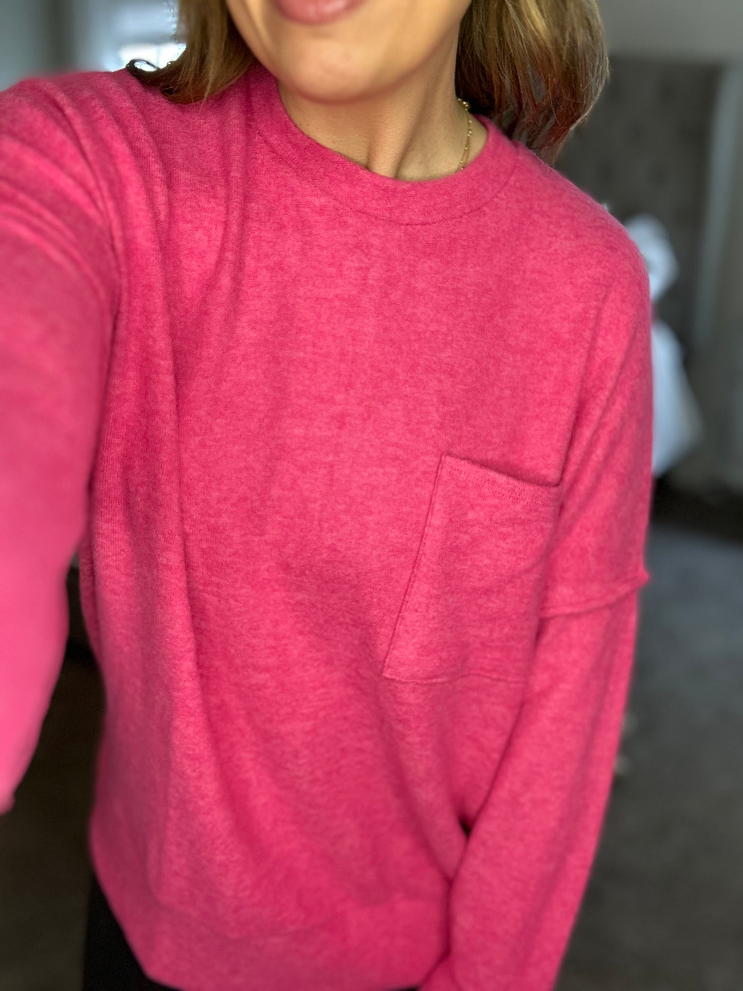 Arden Oversized Sweater- Fuschsia