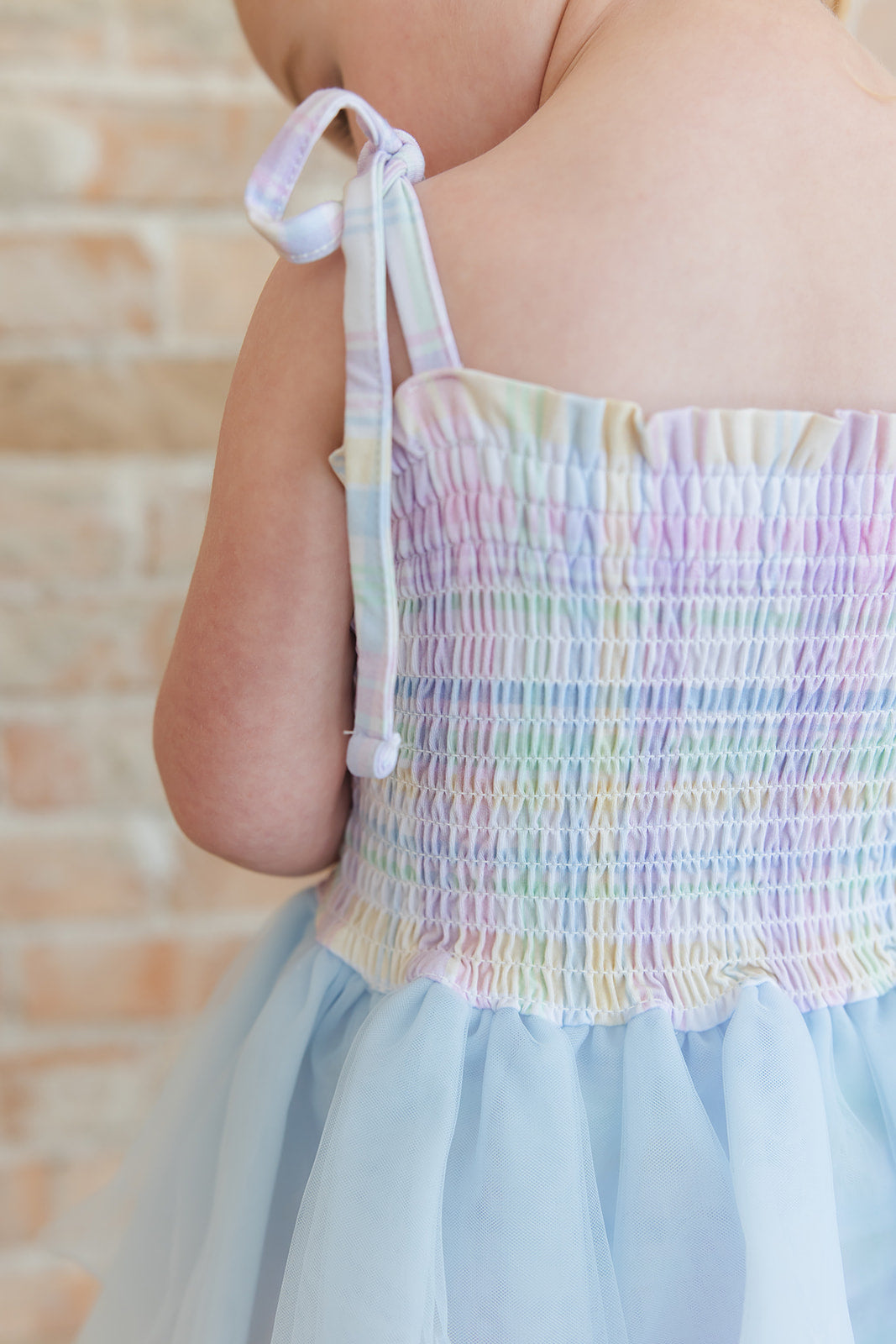 Pastel Prep Smocked Tulle Bodysuit Dress