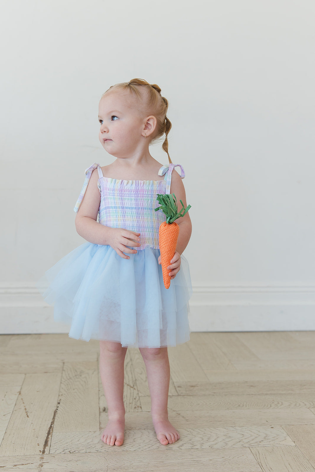 Pastel Prep Smocked Tulle Bodysuit Dress