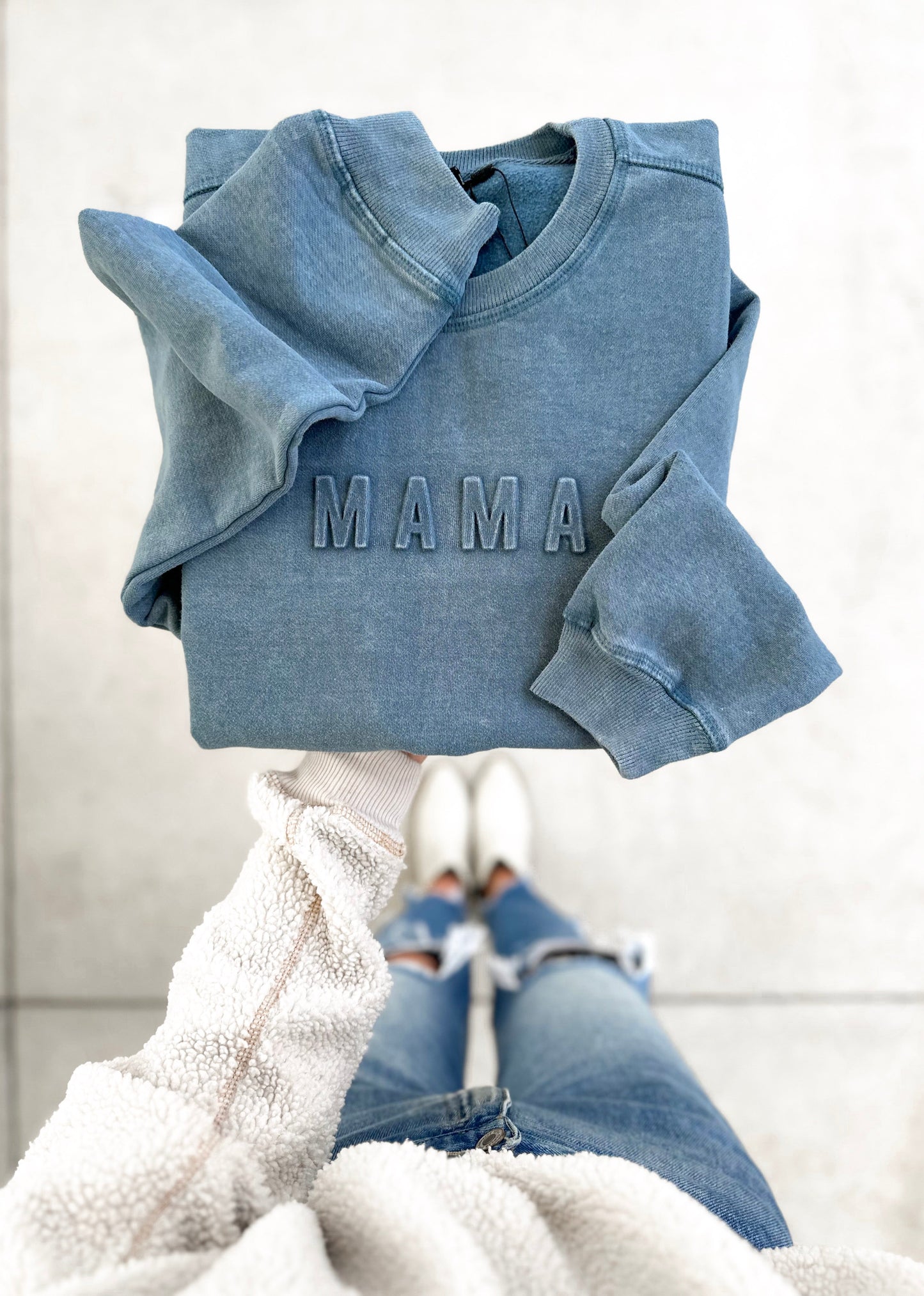 Mama Signature Acid Wash Crewneck - Tide