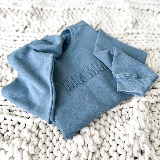 Mama Signature Acid Wash Crewneck - Tide