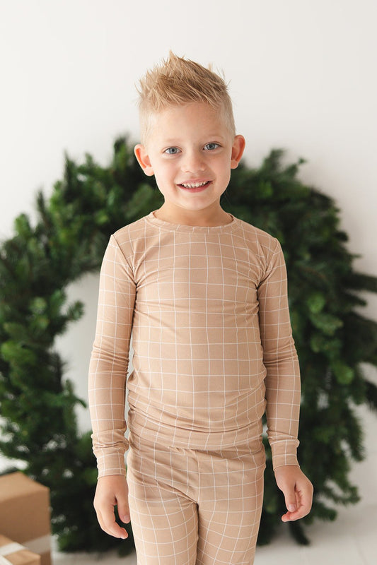 Cinnamon Cider Grid 2-Piece Pajama Set