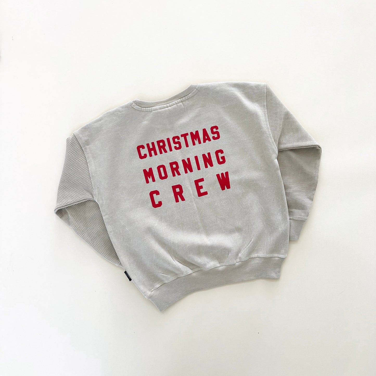 Kids Christmas Morning Crew Waffle Sleeve Crewneck - Oat