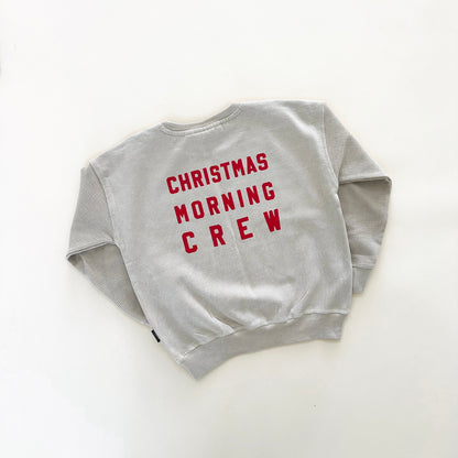 Kids Christmas Morning Crew Waffle Sleeve Crewneck - Oat