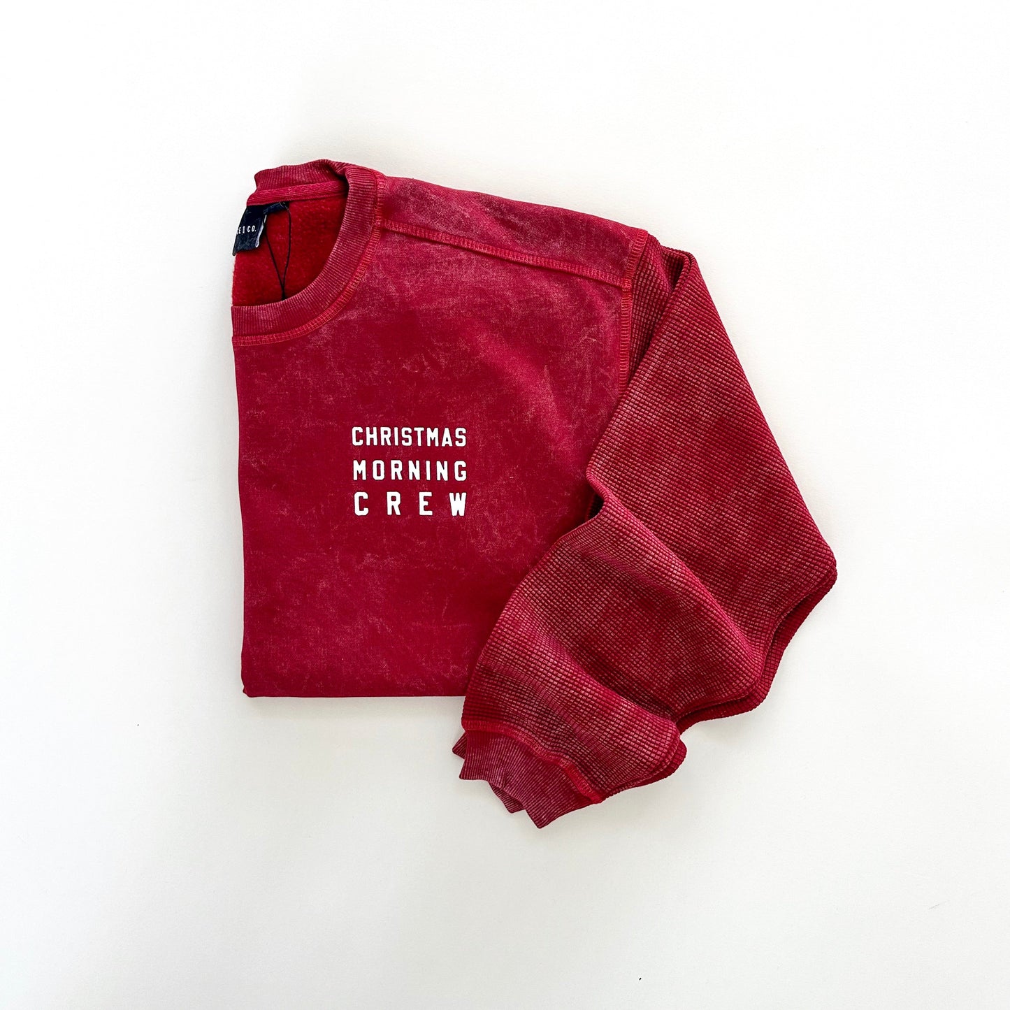 Adult Christmas Morning Crew Waffle Sleeve Crewneck