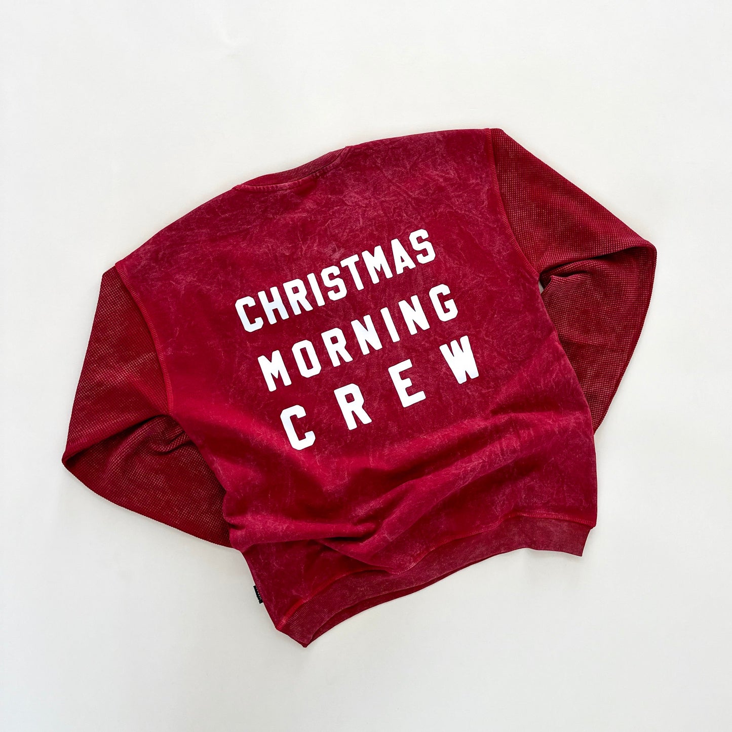 Adult Christmas Morning Crew Waffle Sleeve Crewneck