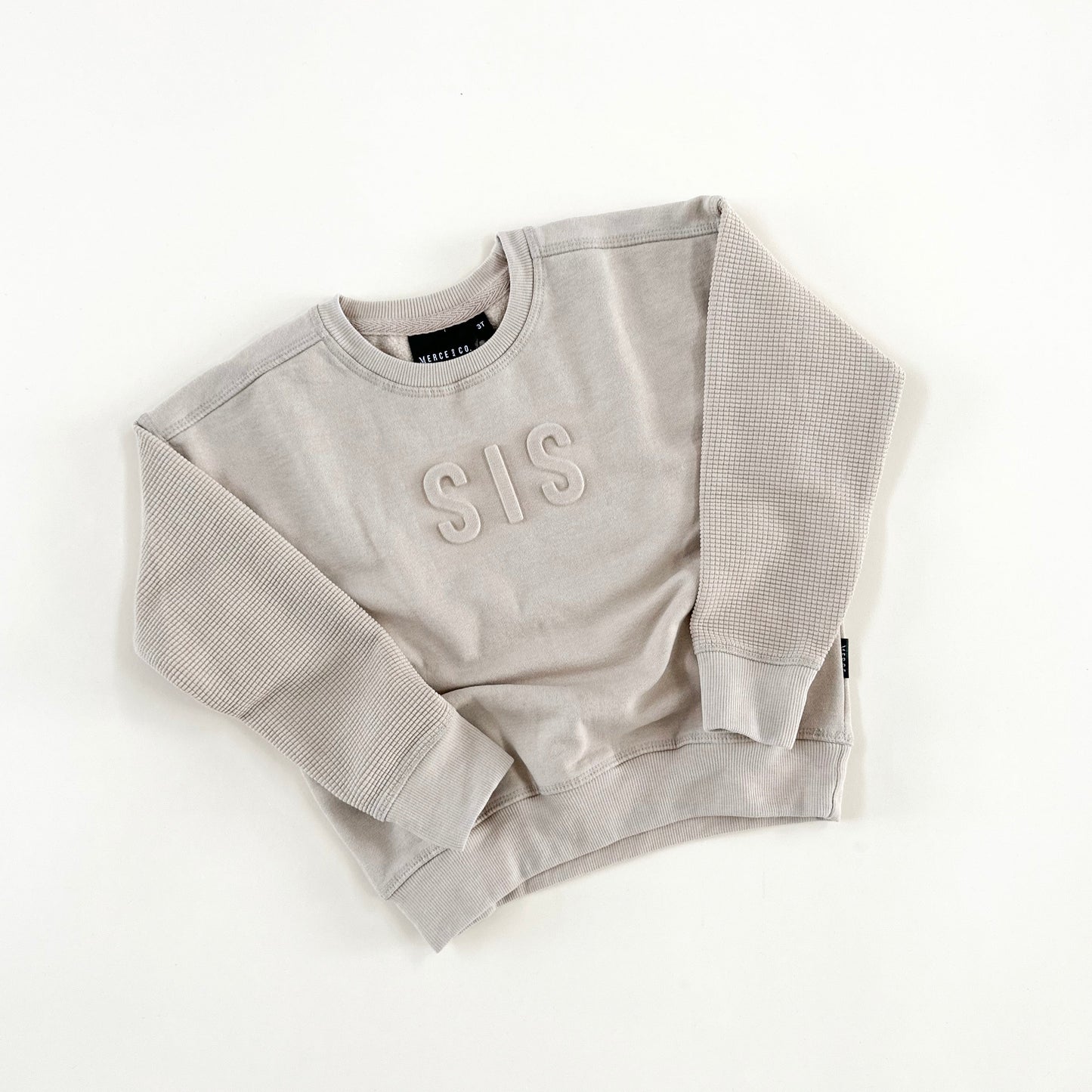 Sis Signature Waffle Sleeve Crewneck - Warm Sand