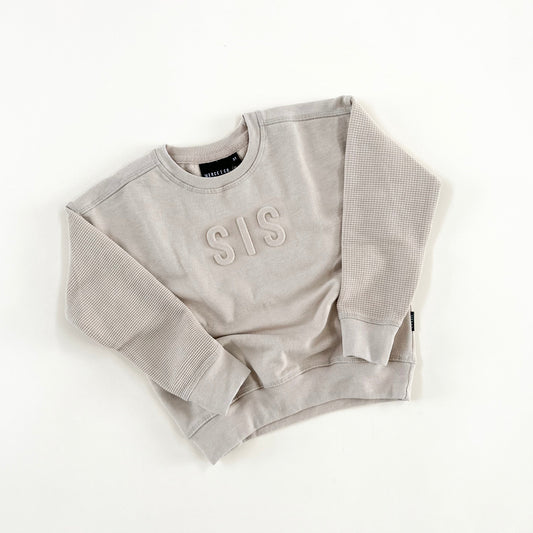 Sis Signature Waffle Sleeve Crewneck - Warm Sand