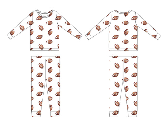 Football Ribbed 2-Piece Pajama Set