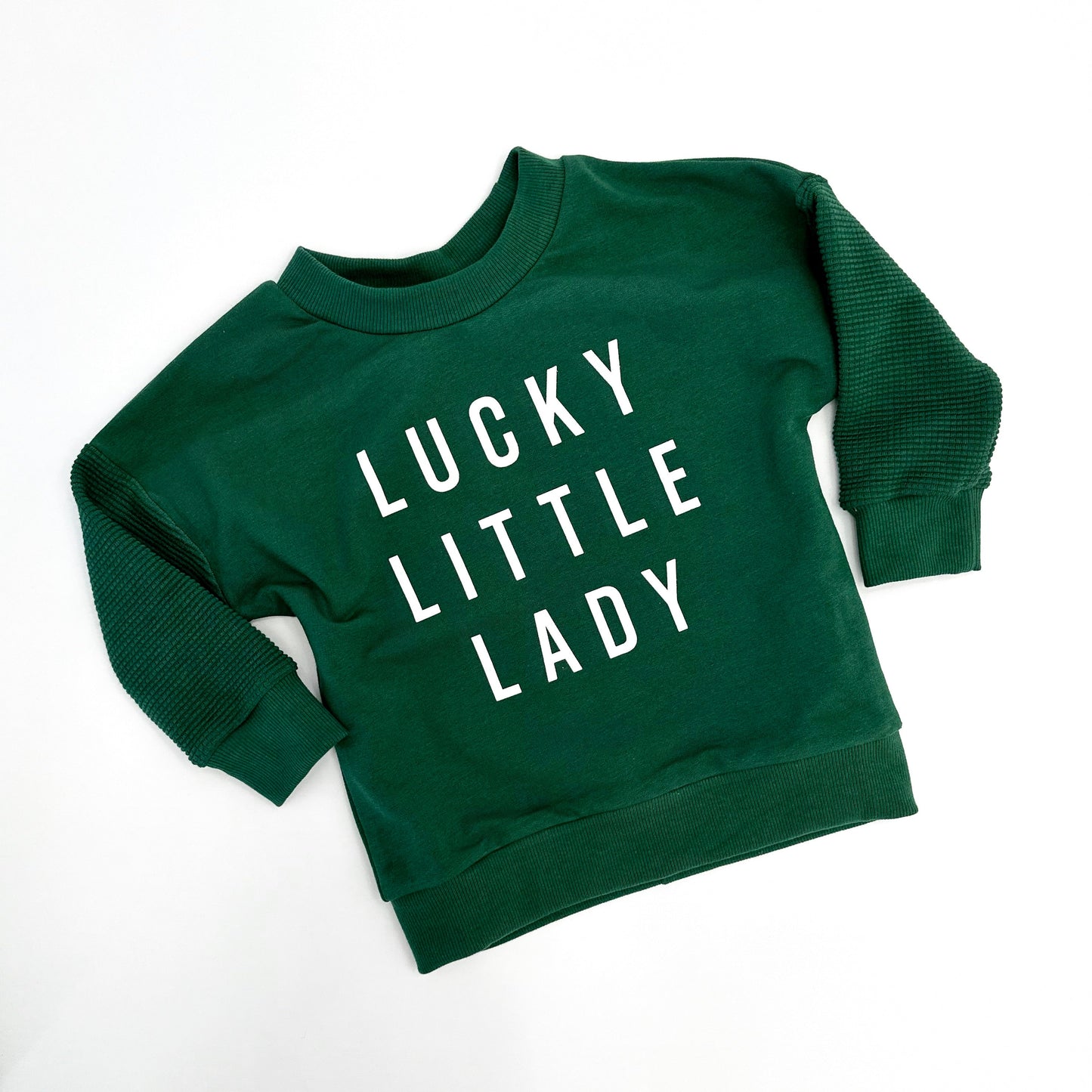Lucky Little Lady Child Waffle Sleeve Sweatshirt