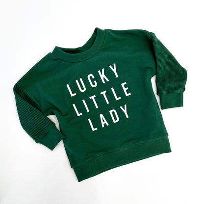 Lucky Little Lady Child Waffle Sleeve Sweatshirt
