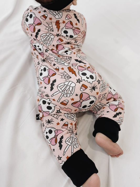 Skeleton Zippy Pajama- Pink