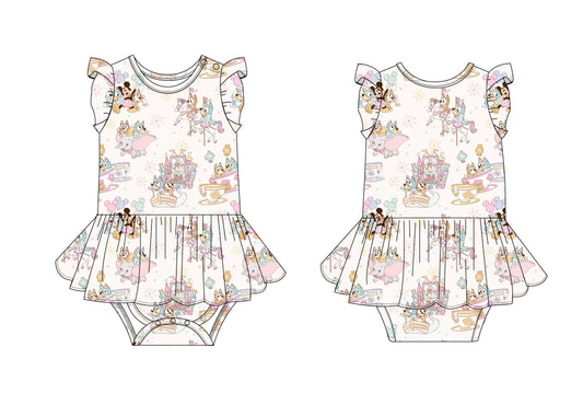Pastel Park Flutter Sleeve Bodysuit Dress