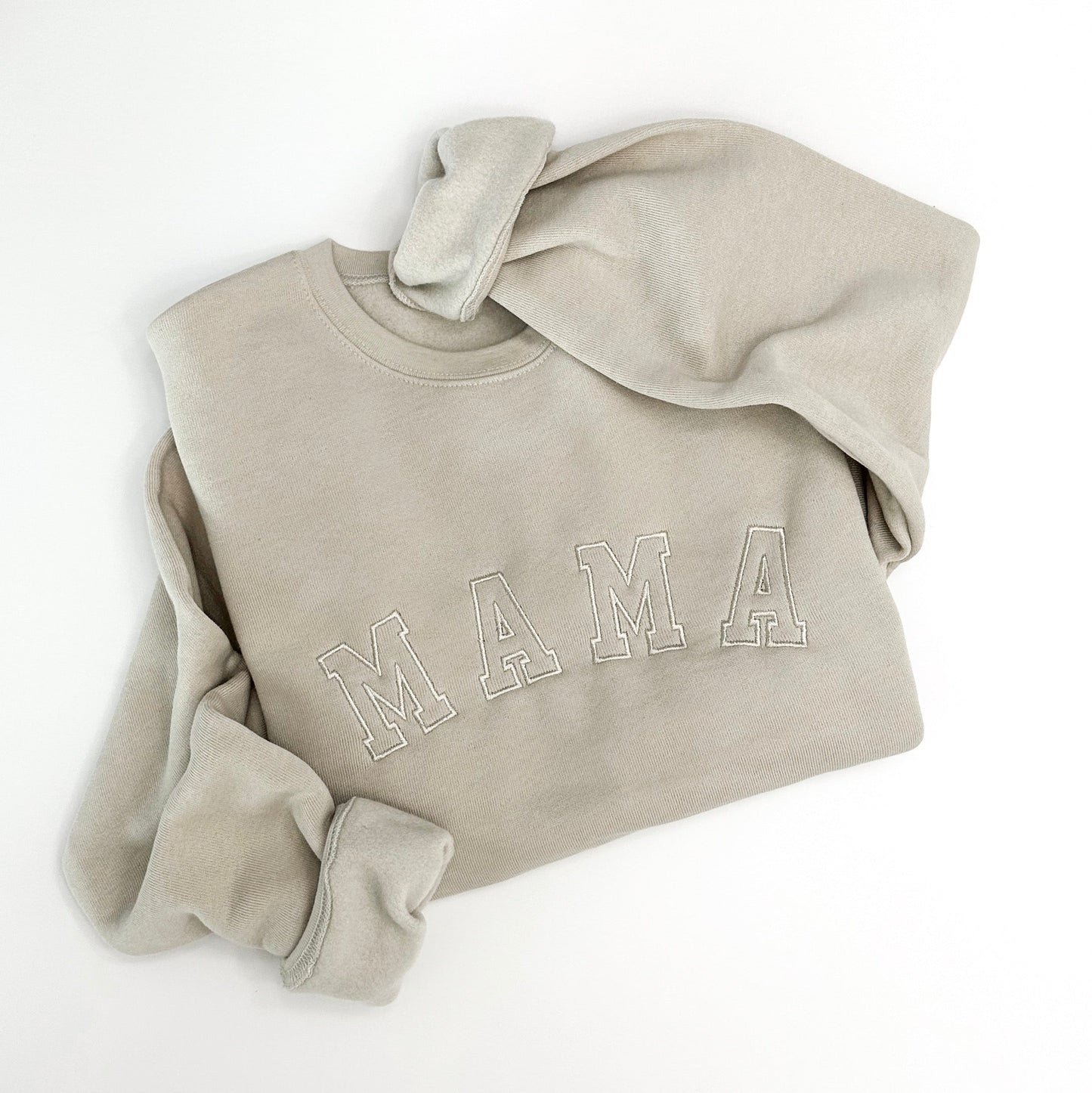 Mama Varsity Embroidered Crewneck Sweatshirt - Neutrals