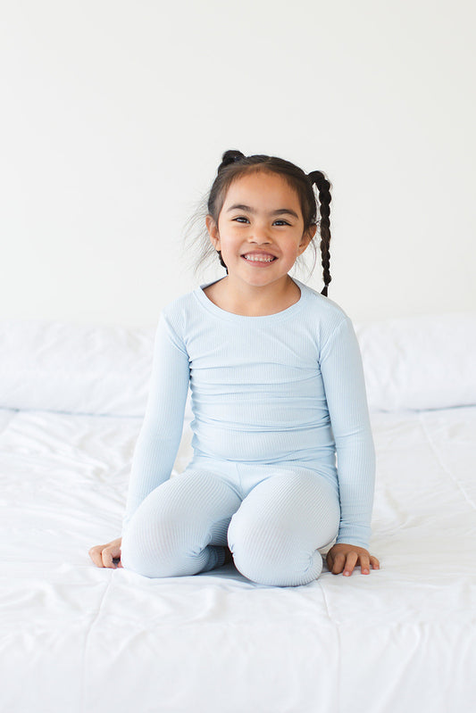 Baby Blue Ribbed 2-Piece Pajama Set