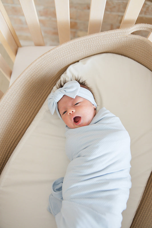 Baby Blue Ribbed Lightweight Blanket