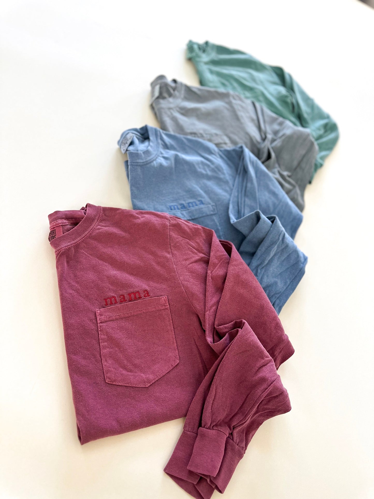 Mama Tonal Long Sleeve Pocket Tee