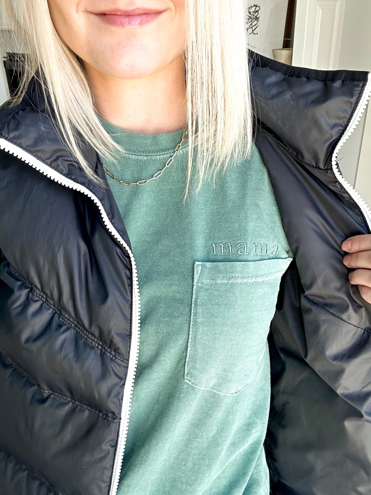 Mama Tonal Long Sleeve Pocket Tee