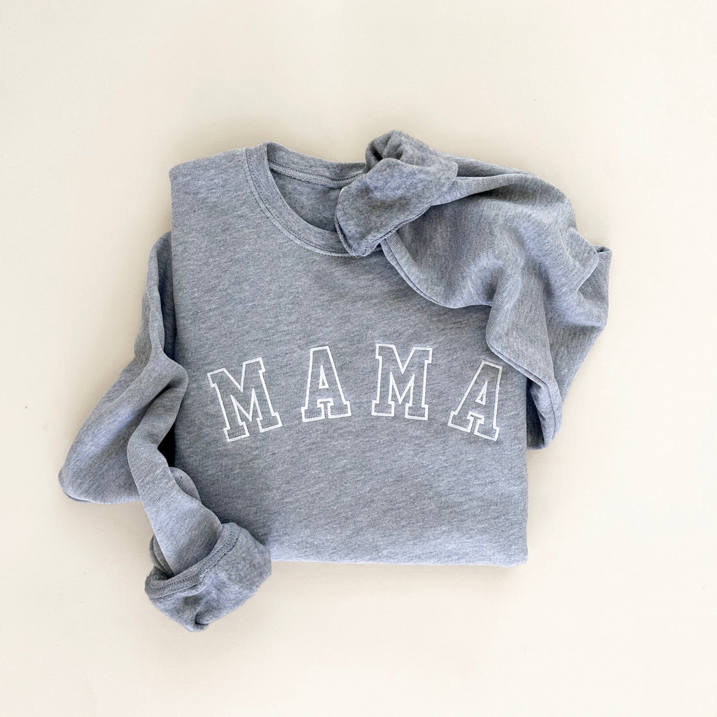 Mama Varsity Embroidered Crewneck Sweatshirt - Neutrals