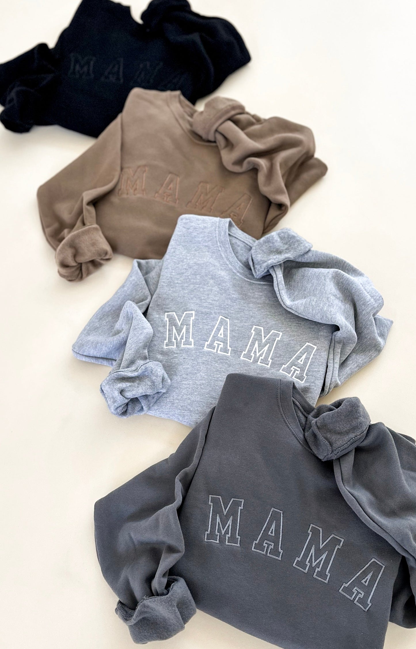 Mama Varsity Embroidered Crewneck Sweatshirt - Neutrals