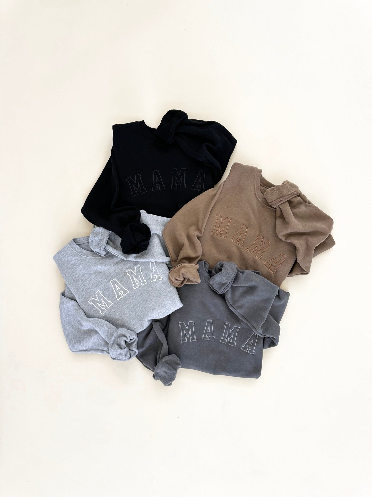 Mama Varsity Embroidered Crewneck Sweatshirt - Neutrals