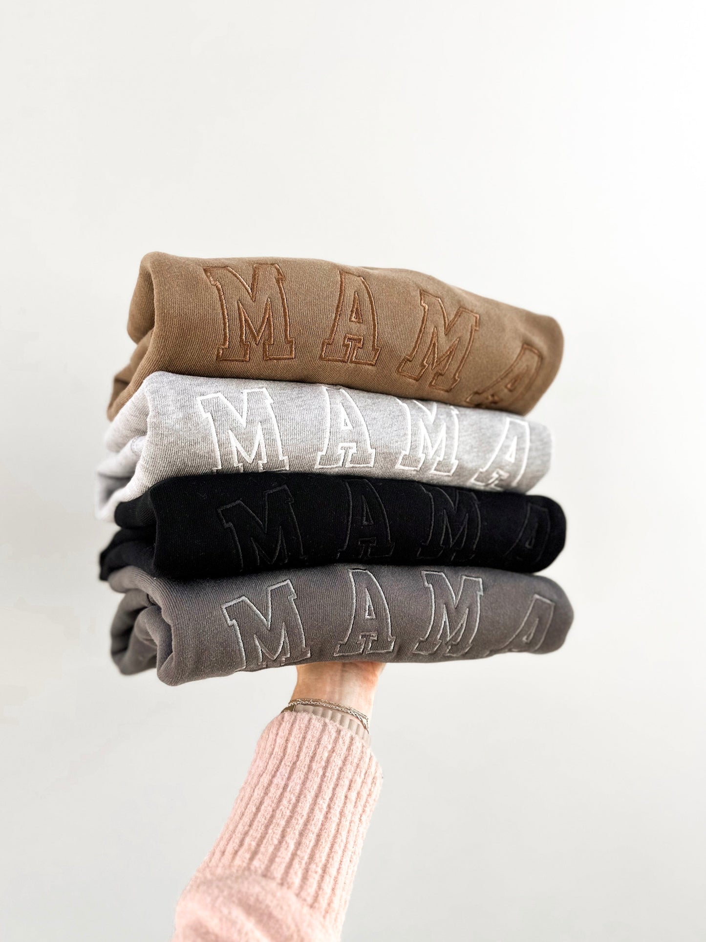 Mama Varsity Embroidered Crewneck Sweatshirt - Neutrals