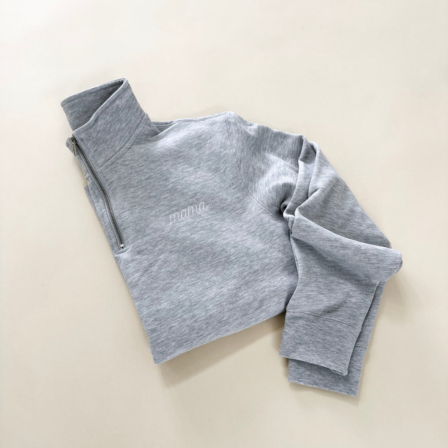 Mama Embroidered Cursive Quarter Zip
