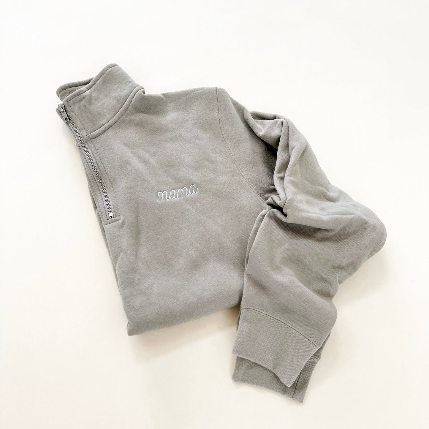Mama Embroidered Cursive Quarter Zip