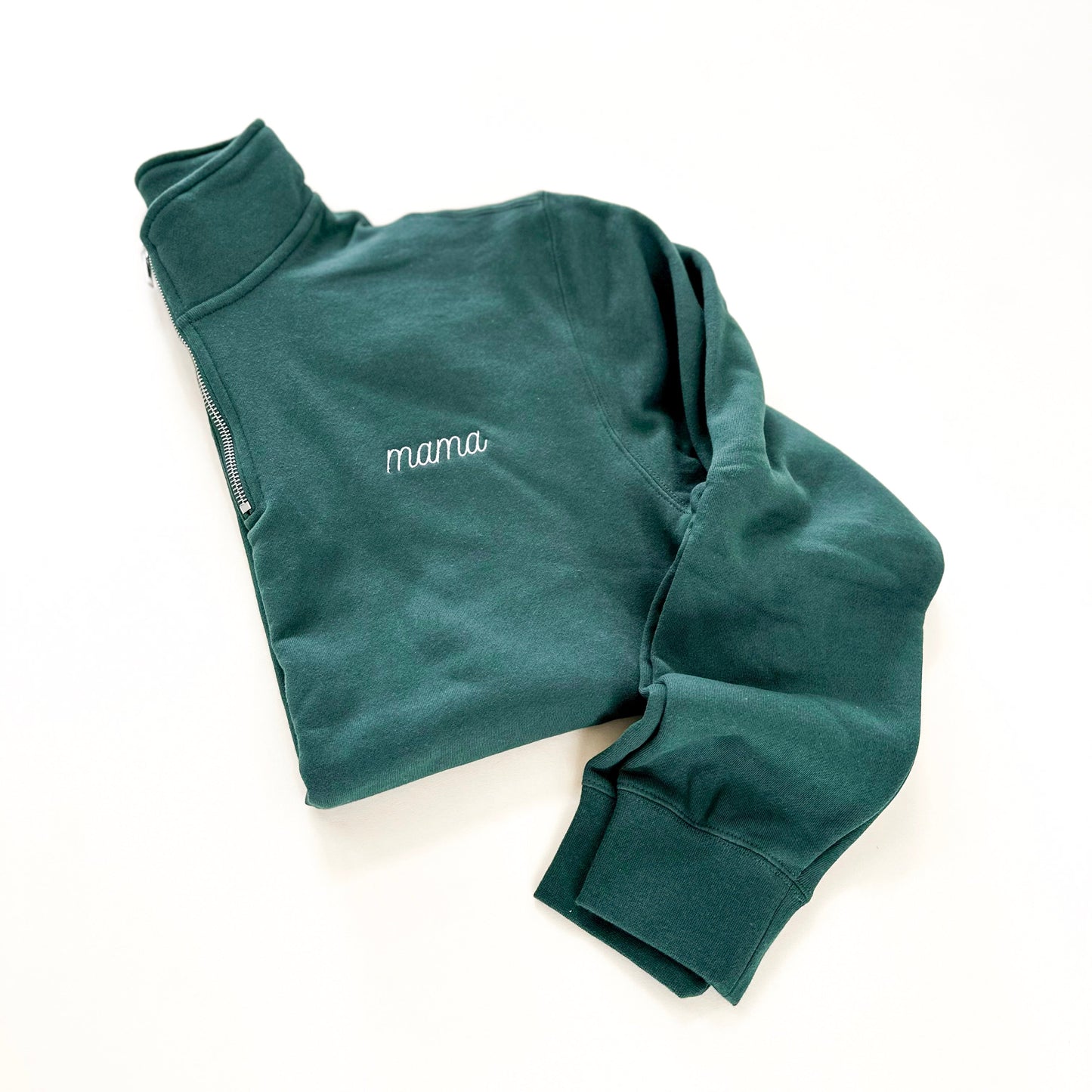 Mama Embroidered Cursive Quarter Zip