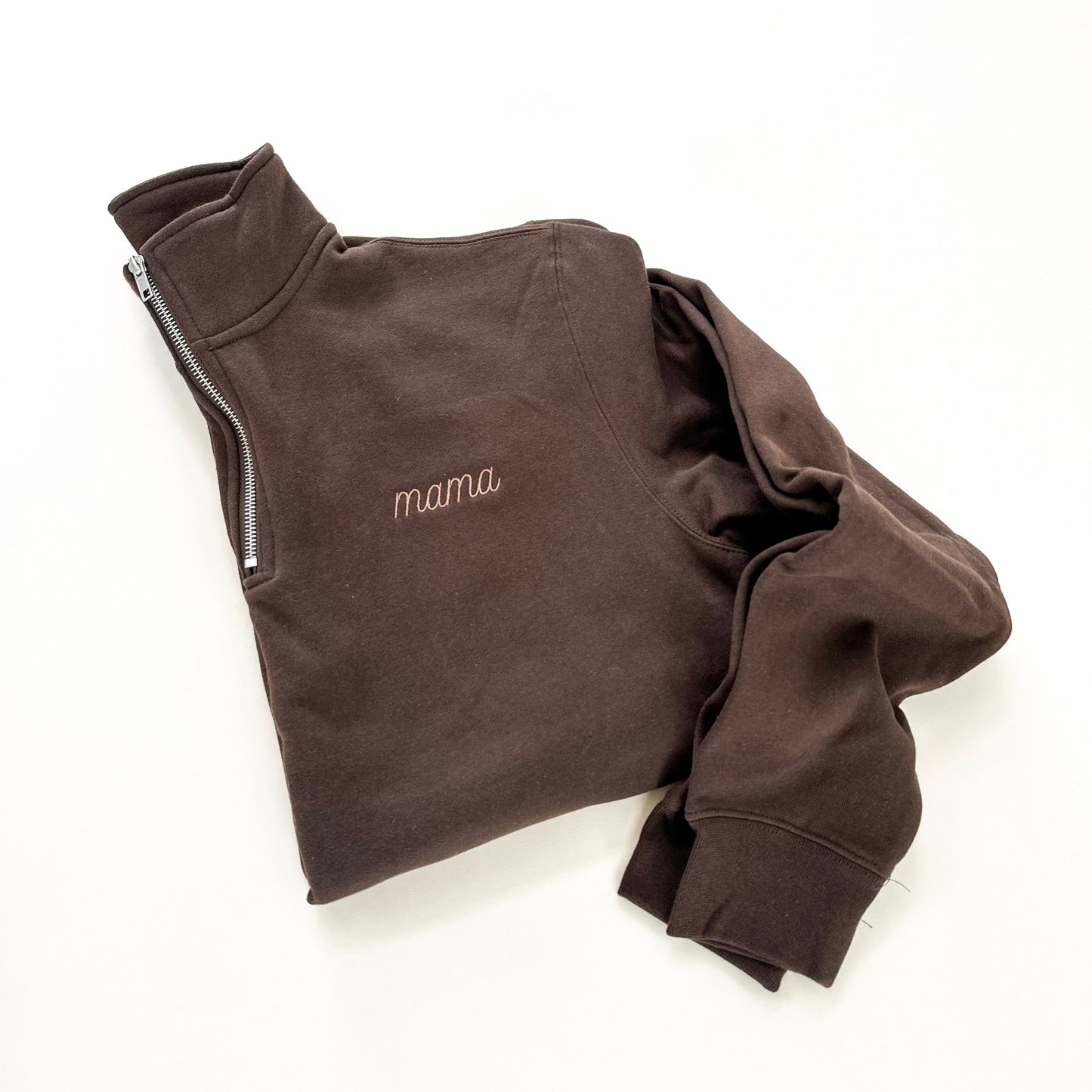 Mama Embroidered Cursive Quarter Zip