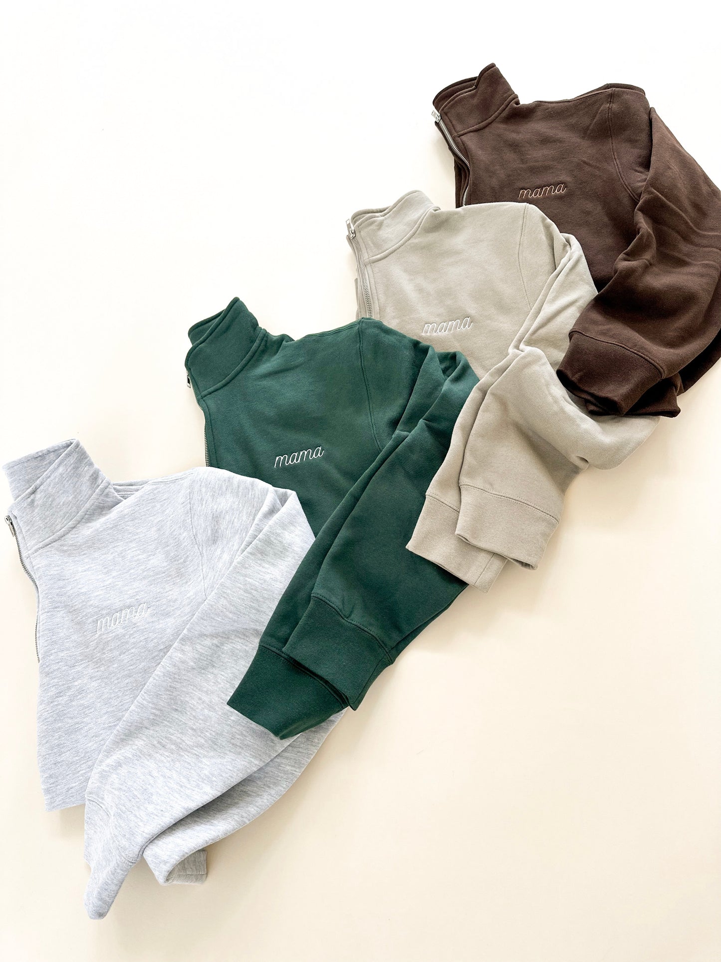 Mama Embroidered Cursive Quarter Zip