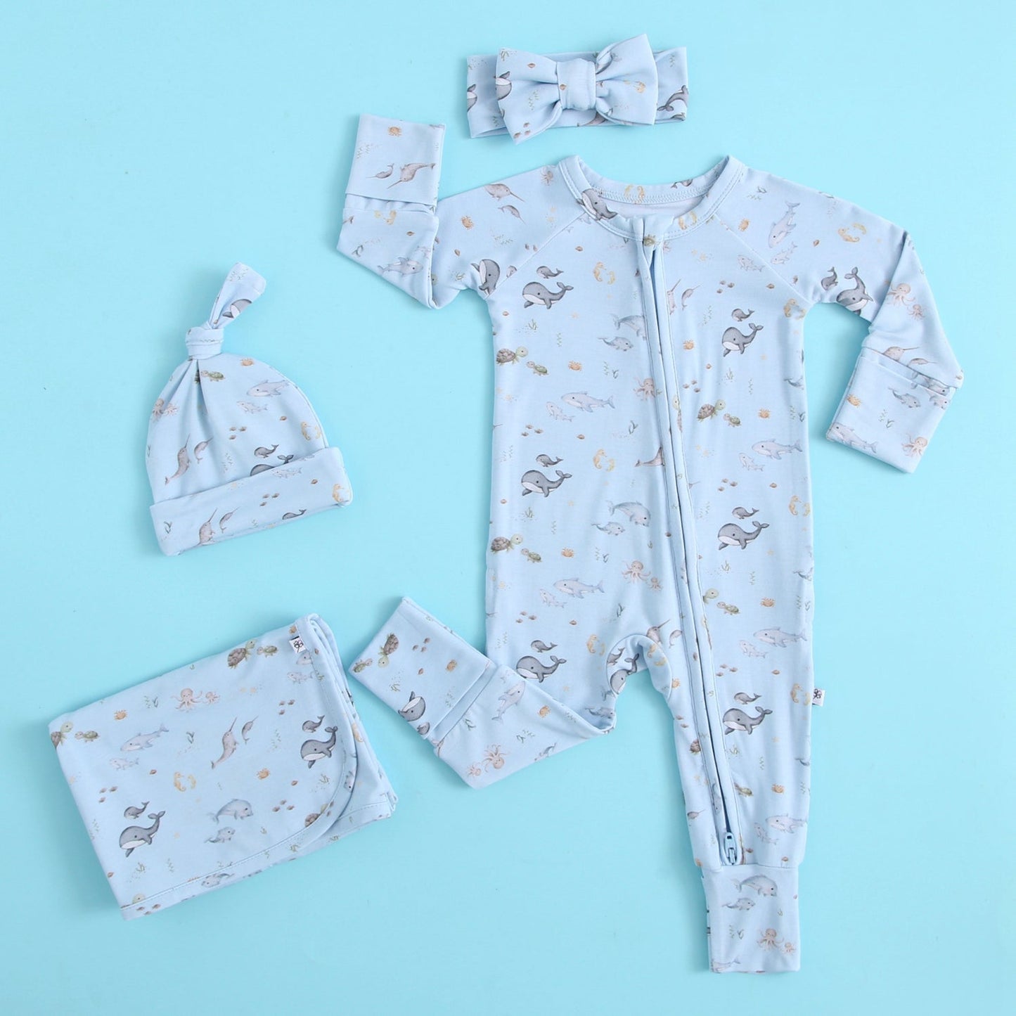 Sea of Love Zippered Baby Romper